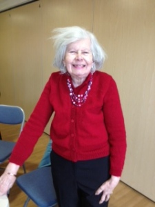 Eileen in her red cardigan Mar 2013